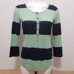 J.Crew top XS Vintage Cotton Rugby-Stripe Henley slub knit 48079 casual layering